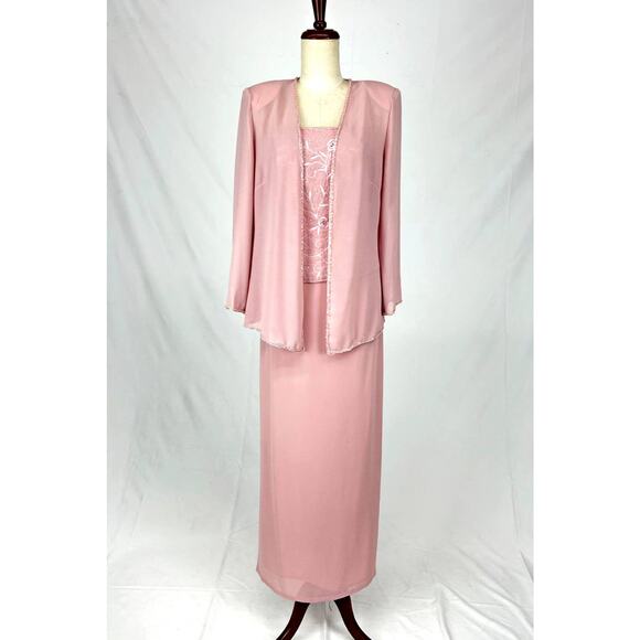 Chicas Dress Set Maxi Gown Jacket Women Medium Off White Embroidered Formal NWT - Picture 9 of 16